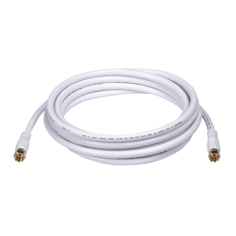 MONOPRICE 6315 Coaxial Cable,RG-6,10 ft.,White 14C403