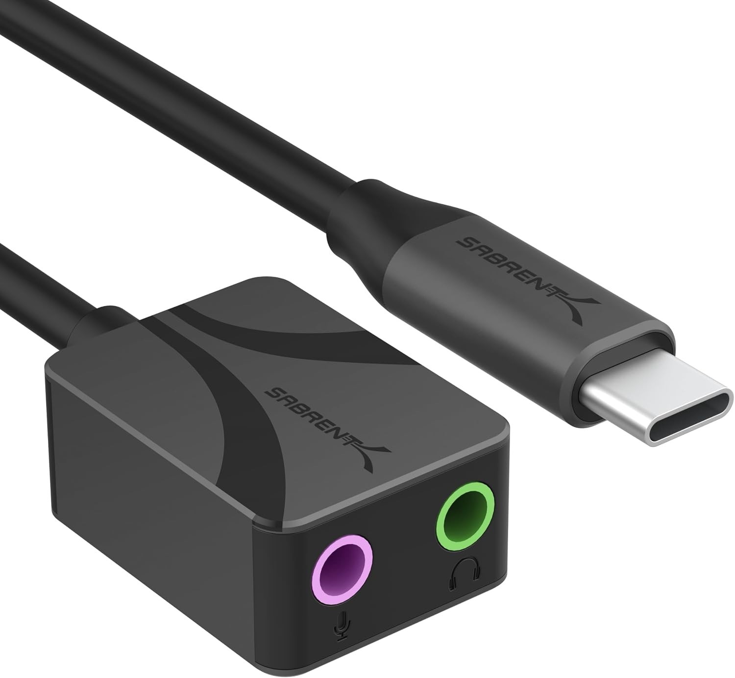 SABRENT USB-C to 3.5mm Audio Adapter, USB Sound Card, Mono Mic (AU-UCMA)