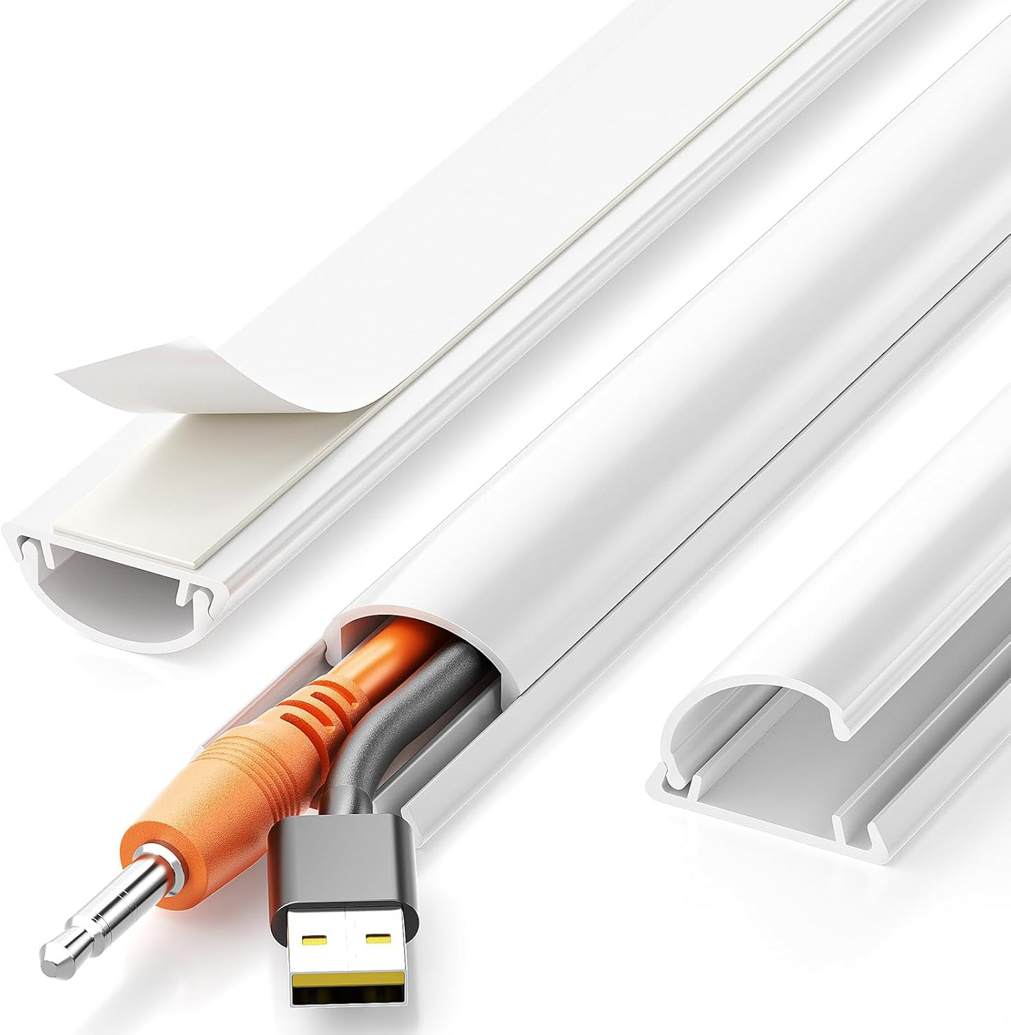 42.5in Self Adhesive Cord Hider Wall, Cord Cover, White 1.18"×0.43"