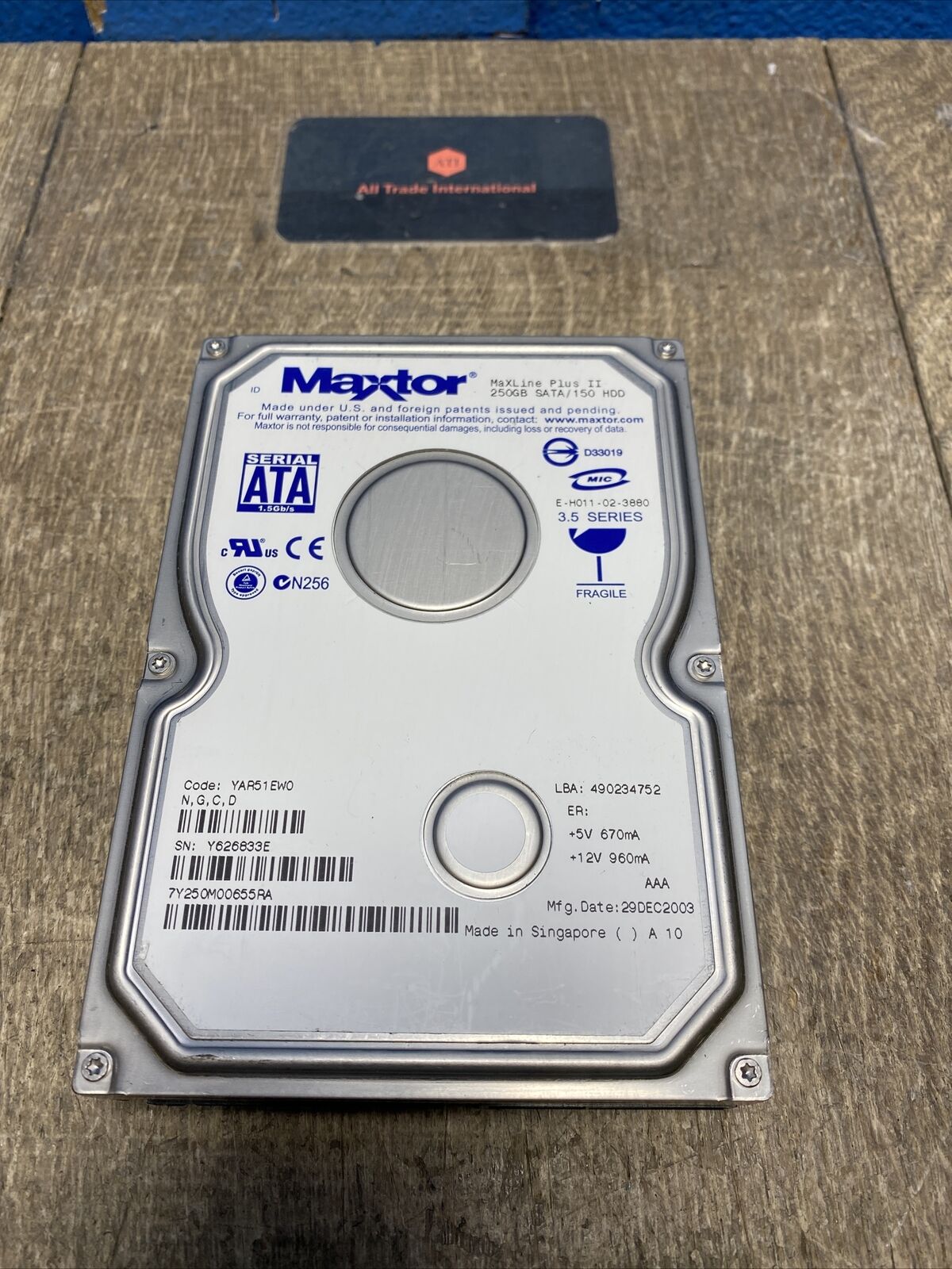 Maxtor 7Y250M00655RA MaXLine Plus II 250GB 7.2K SATA 150 HDD Hard Drive 