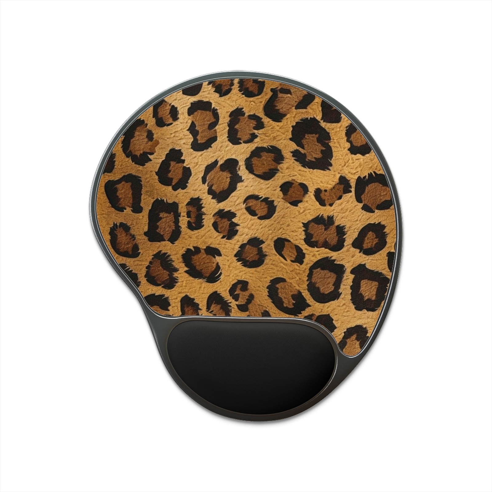 Leopard Print Mouse Pad with Wrist Rest | Animal Print Office Accessory