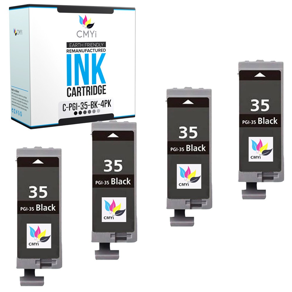 CMYi 4-Pack Replacement PGI-35 Black Ink Cartridge for Canon PIXMA iP110 mini360
