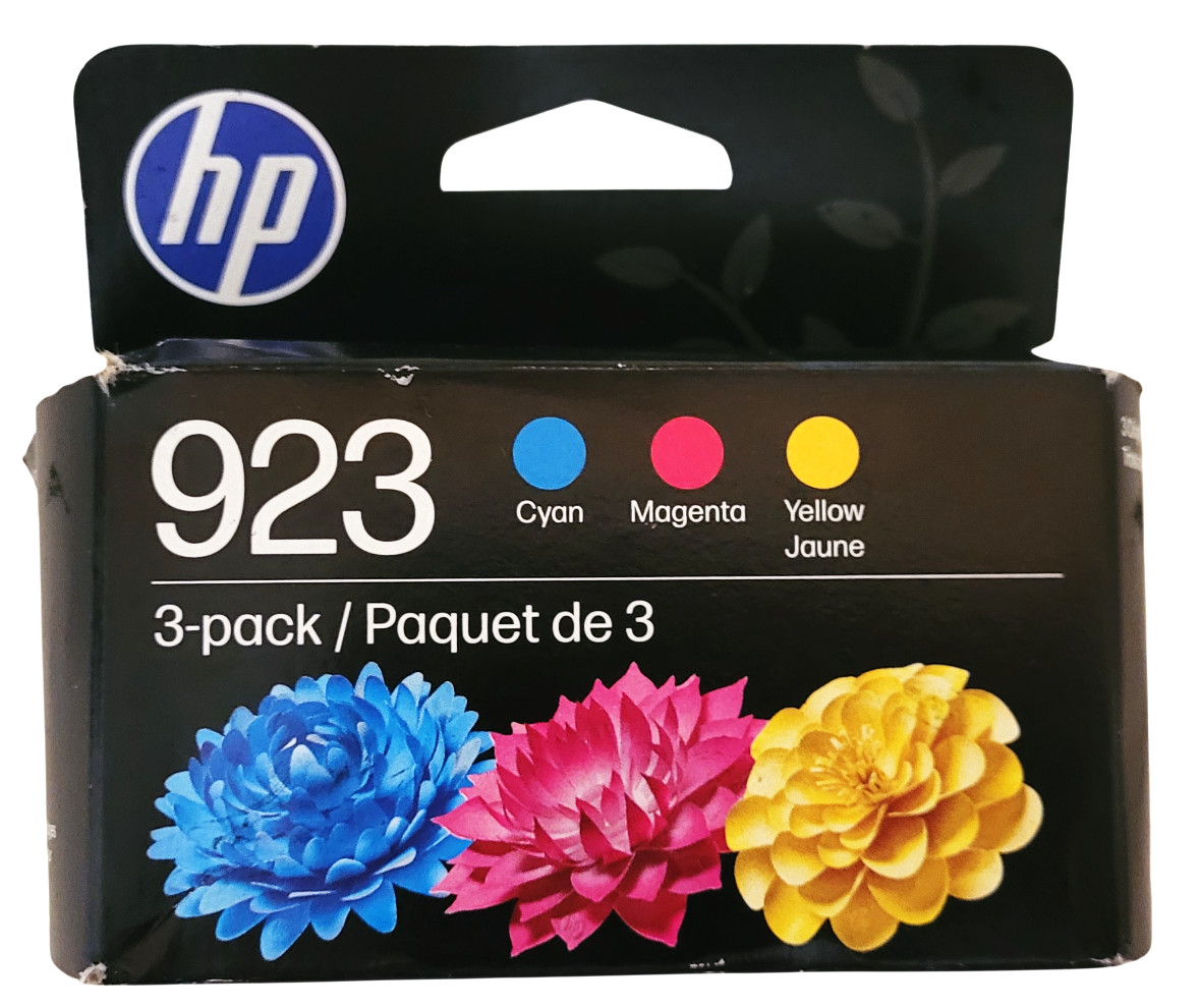 HP 923 Cyan Magenta Yellow 3 Pack Ink Cartridge Exp: 04-2028