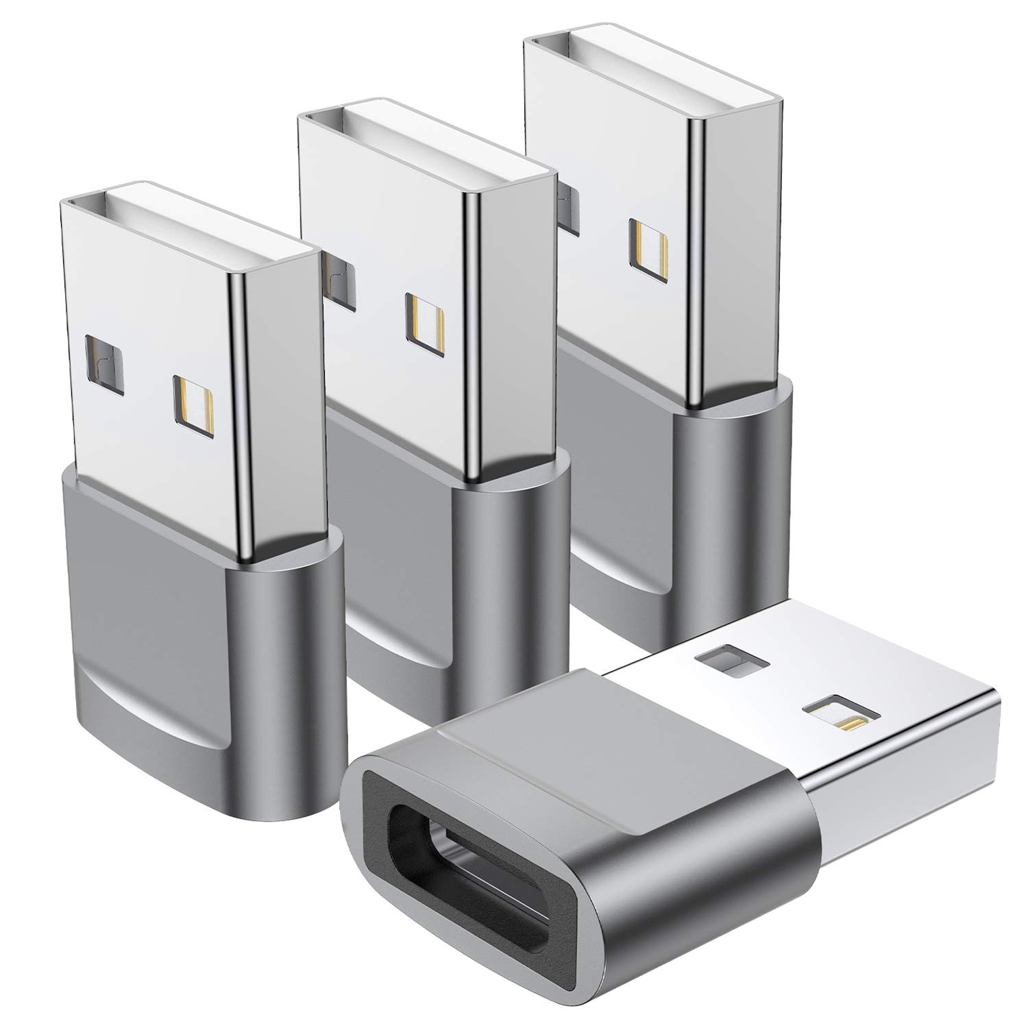 USB C Female to USB Male Adapter 4Pack, Type C to USB A Charger Converter for...