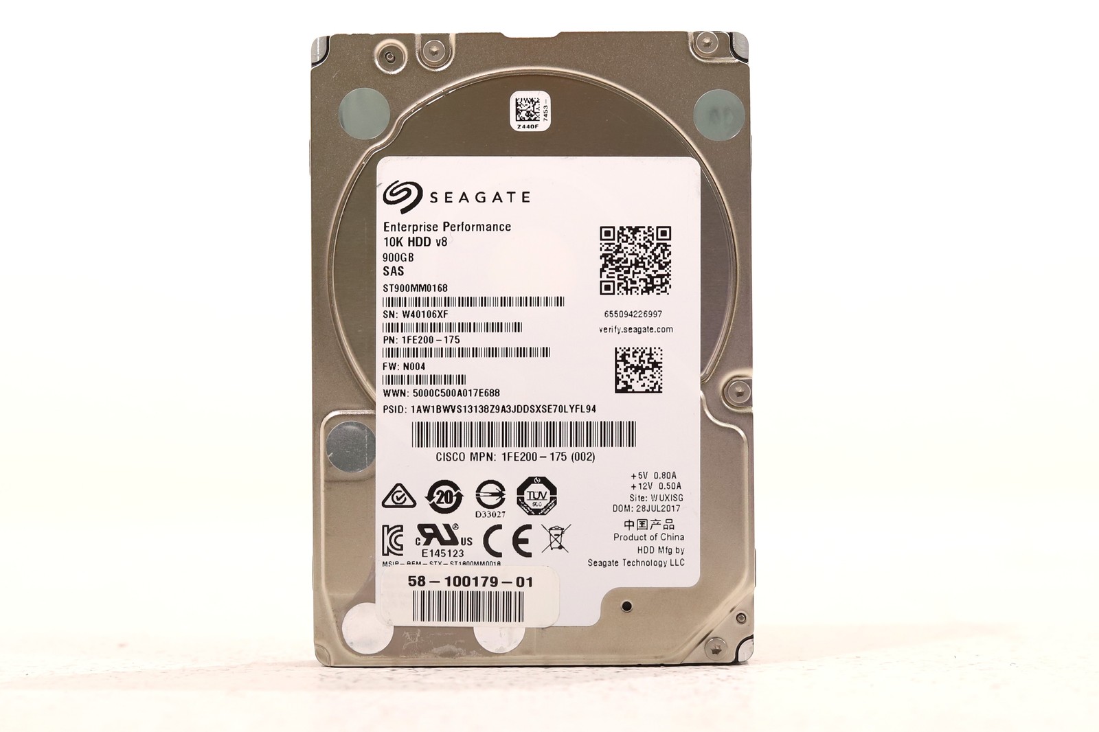 Cisco ST900MM0168 900GB 2.5" 12Gb/s 10K RPM SAS Hard Drive P/N: 58-100179-01