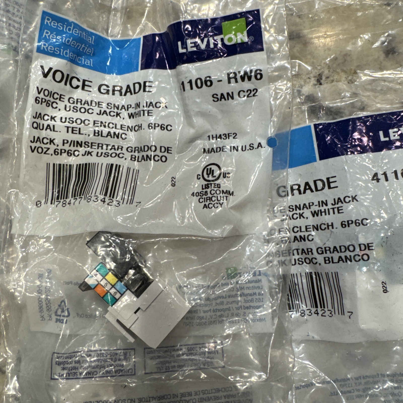 Leviton  QuickPort Connect6-Conductors white 41106-RW6