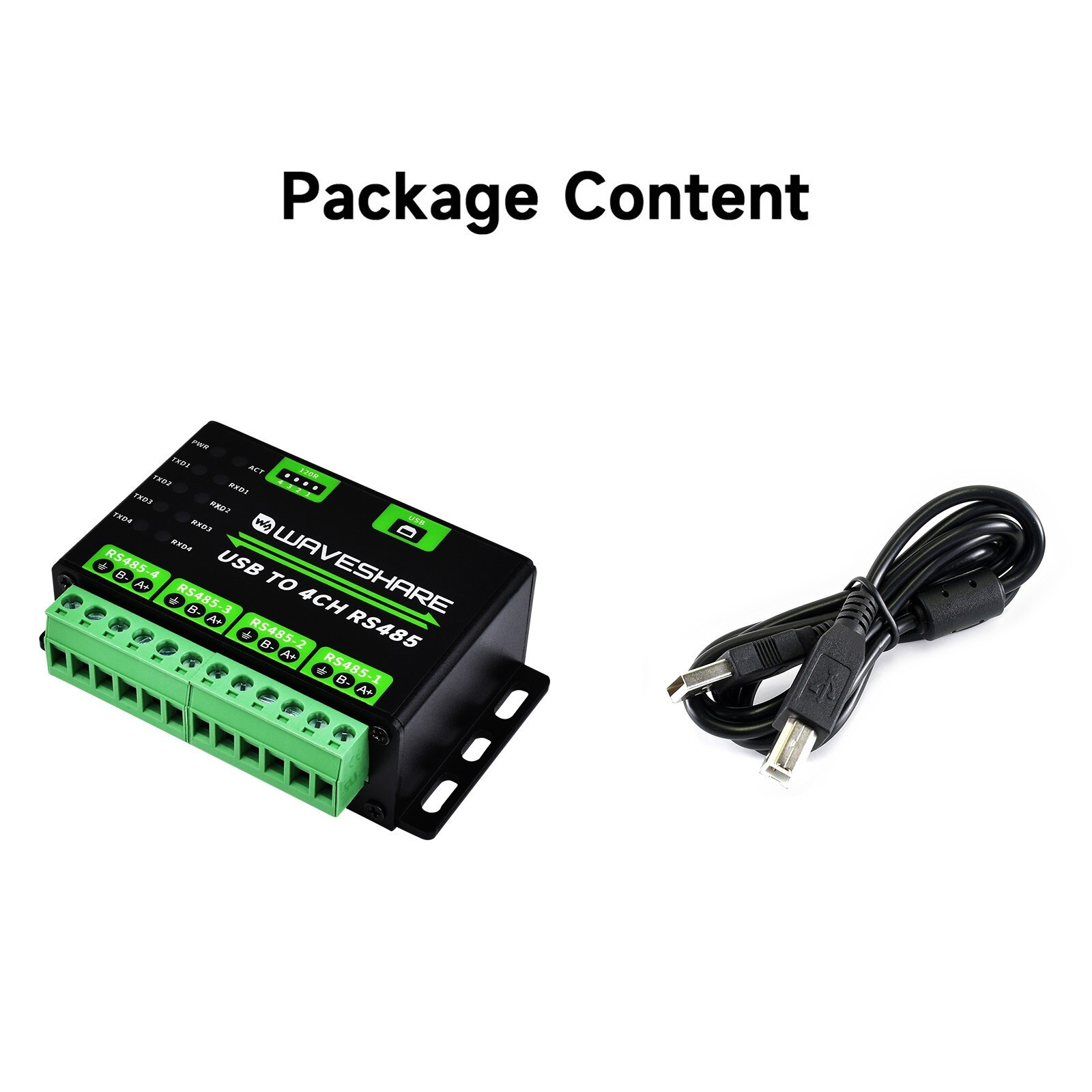Waveshare Industrial USB TO 4Ch RS485 Converter Multi Protection Circuits W/case