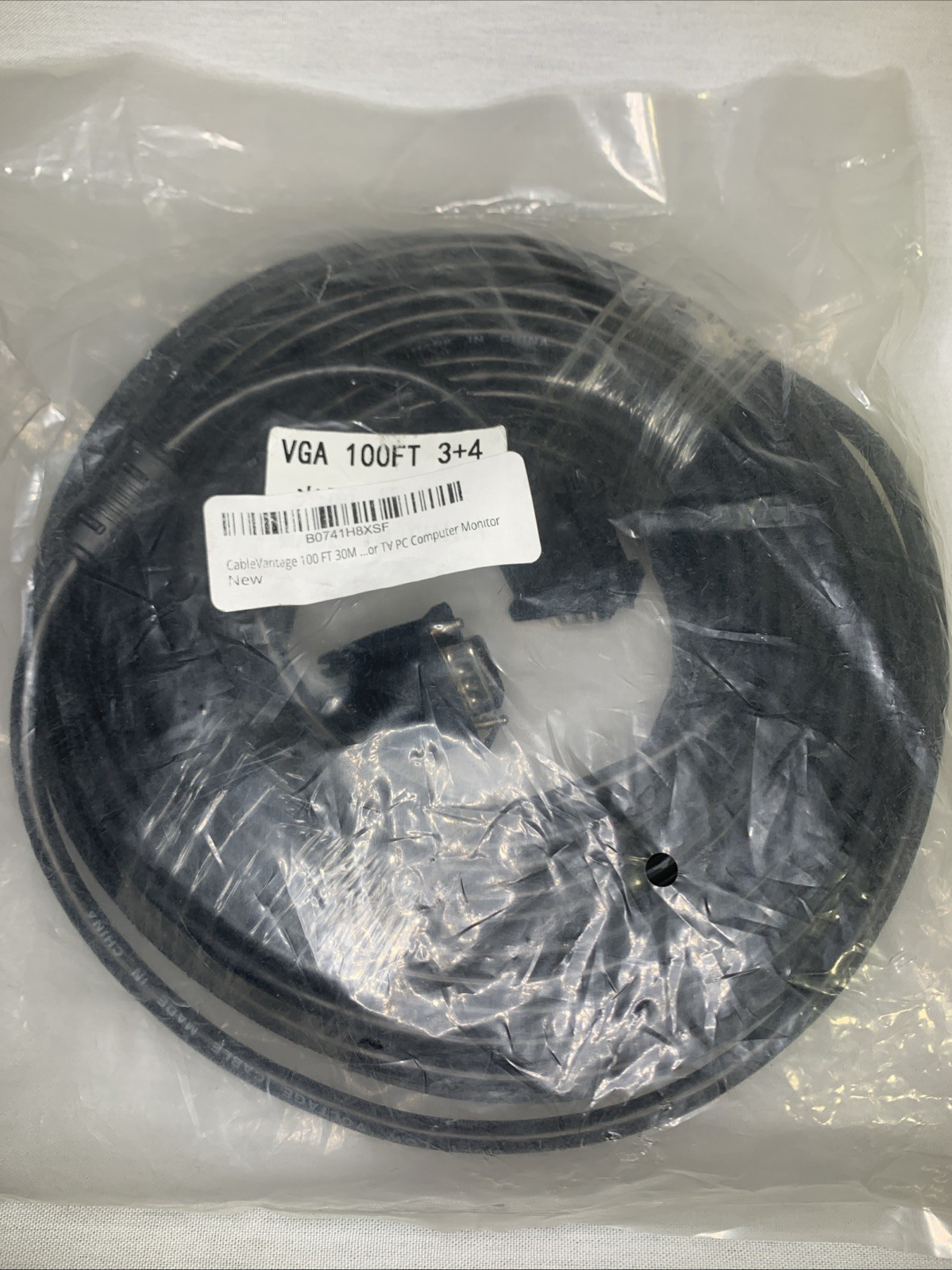 100 FEET FT FOOT SVGA VGA M/M LCD LED Monitor GOLD Cable 100’ Male to Male NEW
