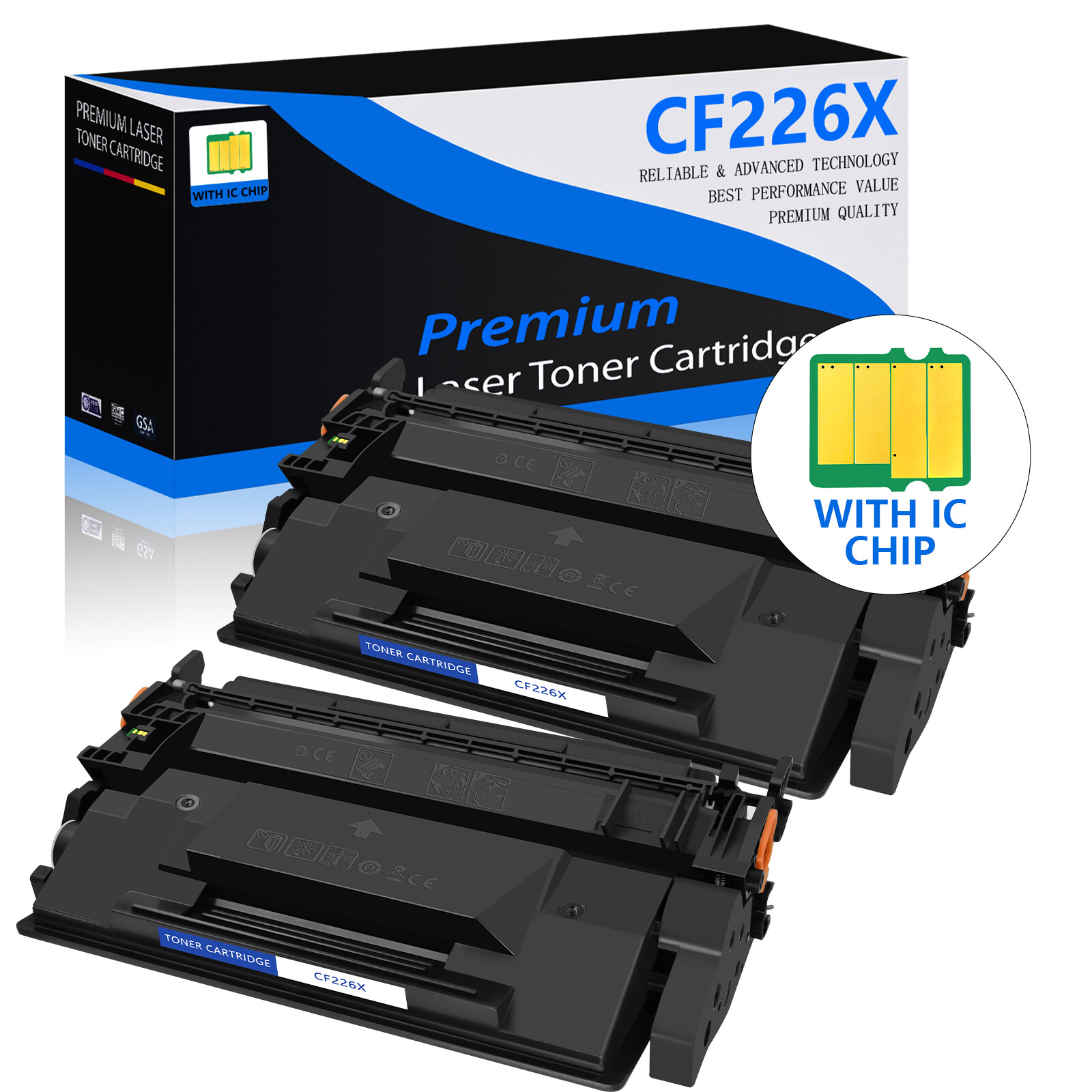 2 PACK CF226X 26X Toner Cartridge Compatible With HP LaserJet Pro M402dn Printer