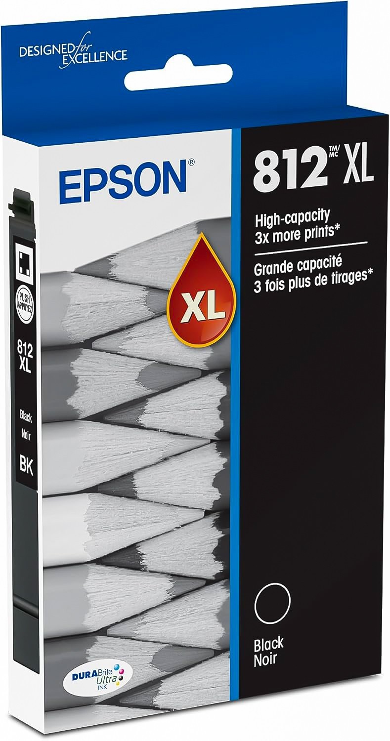 2 Pack Genuine Epson 812XL Black Ink Cartridge High Yield OEM T812XL120-S