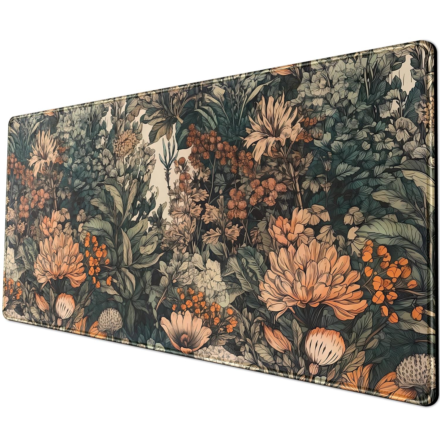 Flower Vintage Desk Pad Aesthetic Desk Mat Flower Pad Computer Big Mousepad N...