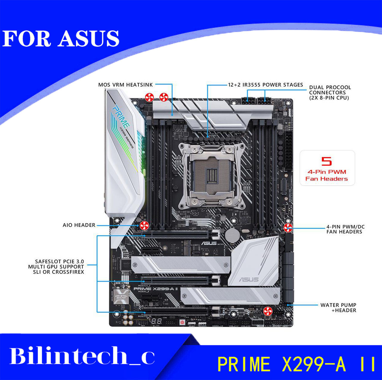 FOR ASUS PRIME X299-A II  LGA2066 DDR4 256GB Motherbroad Test ok
