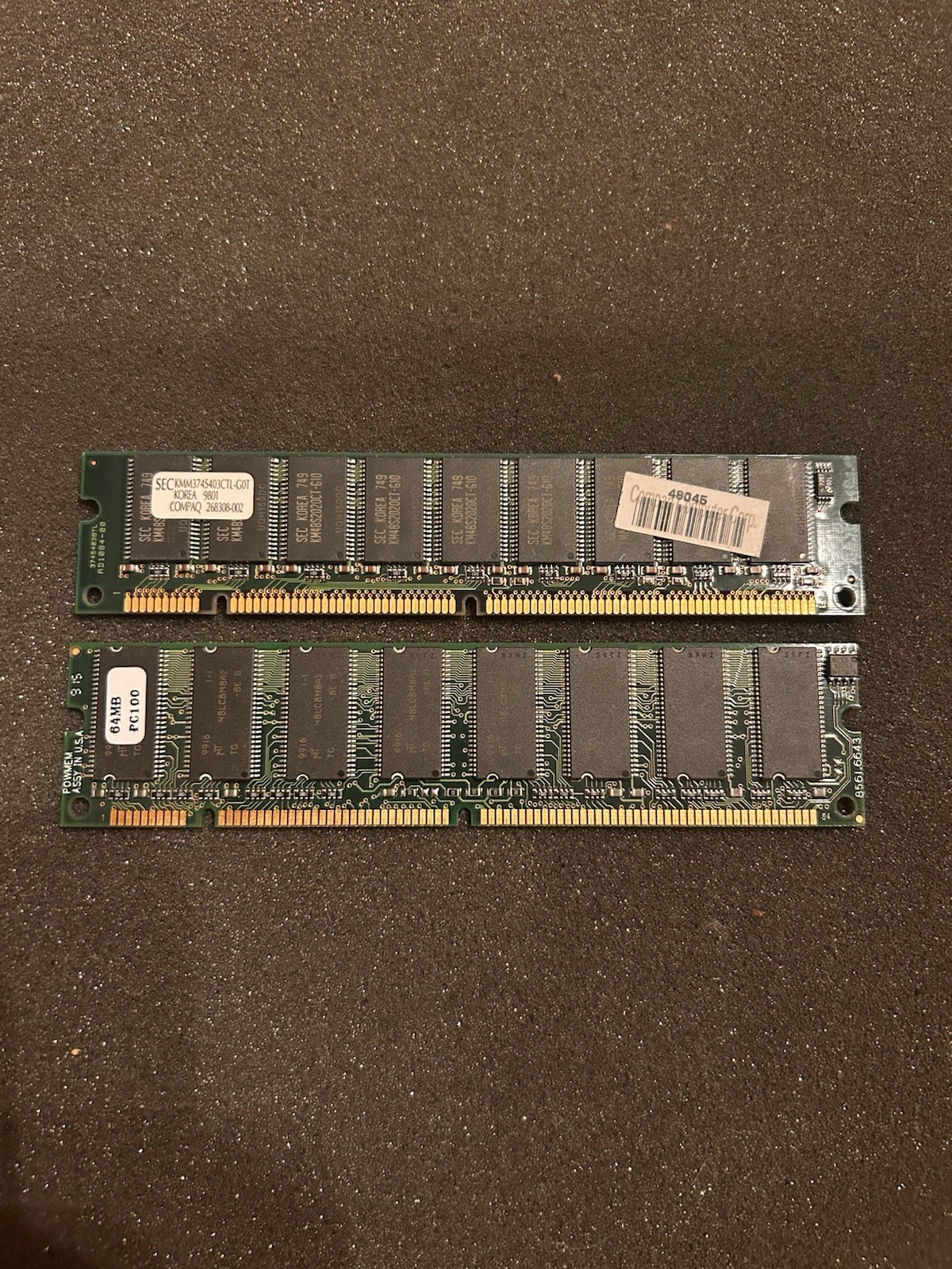 128MB Lot 2x 64MB SDRAM PC100 Desktop RAM Compaq 268308-002 Vintage PC Memory