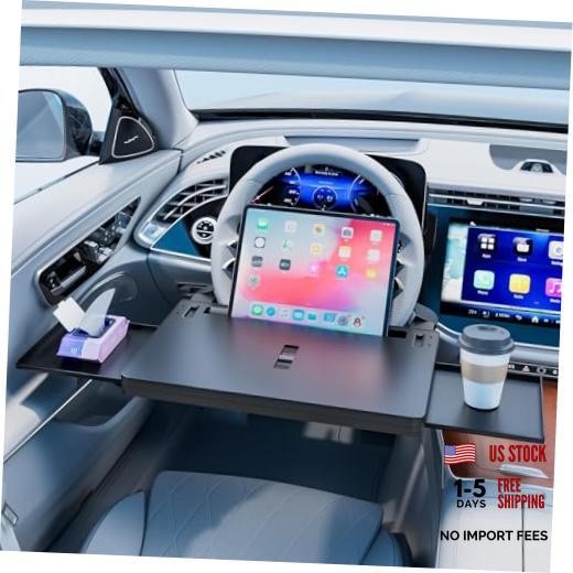 2-in-1 Extendable - Adjustable Car Desk for Laptop & Food Steering Wheel Tray
