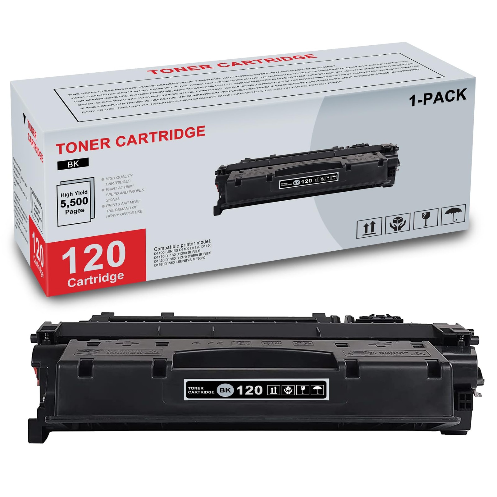 1Pack 120 Black Toner Cartridge 2617B001 CRG120 Replacement for D1100 D1120