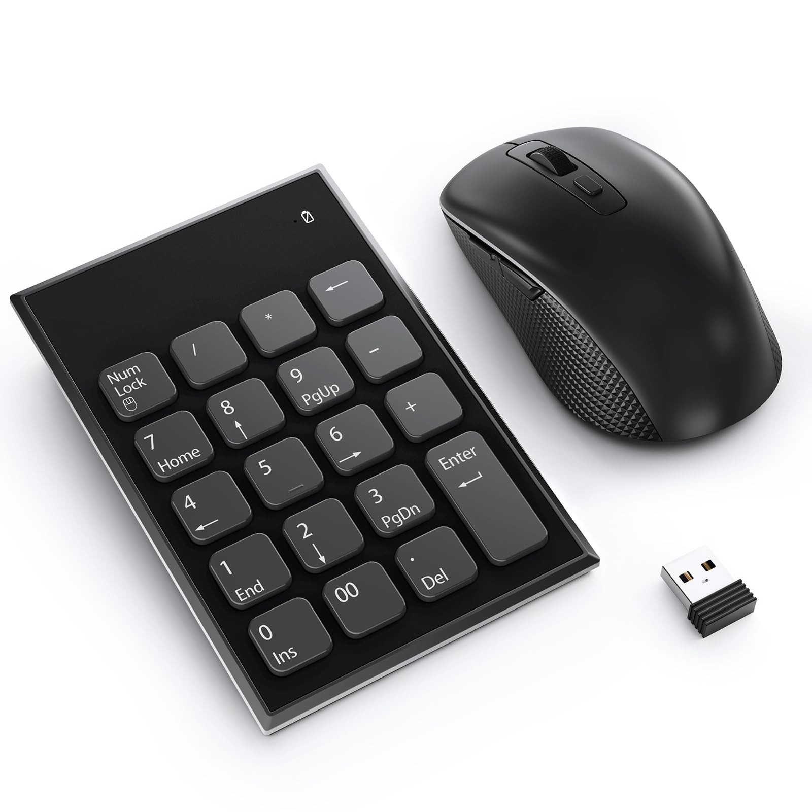 2.4GHz Wireless Ultra Slim 19Key Number Pad And Silent Mouse Combo Black Kit