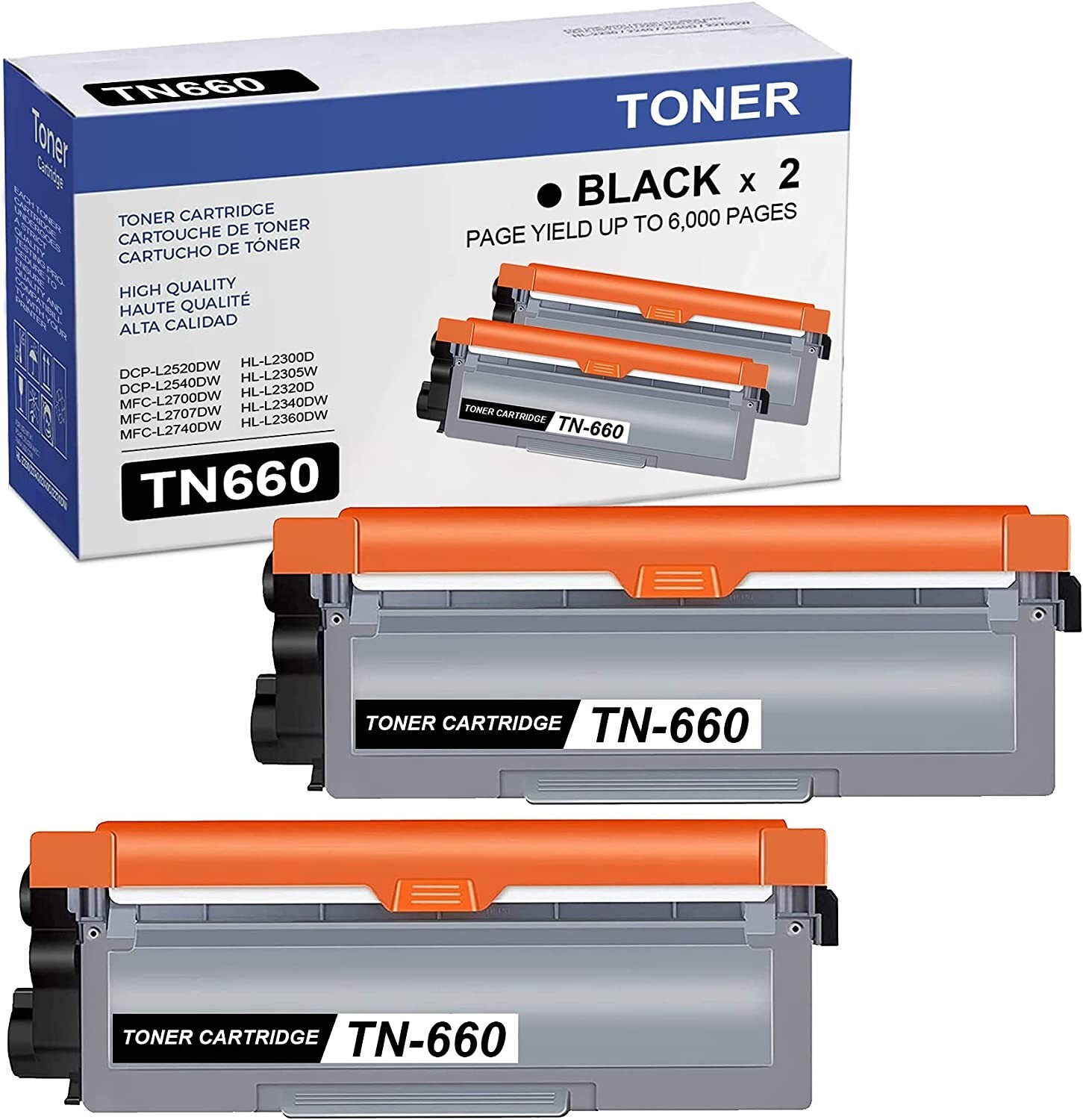 TN660 2PK(Black) Replacement Toner  Cartridge HL-L2380DW MFC-L2680W MFC-L2685DW