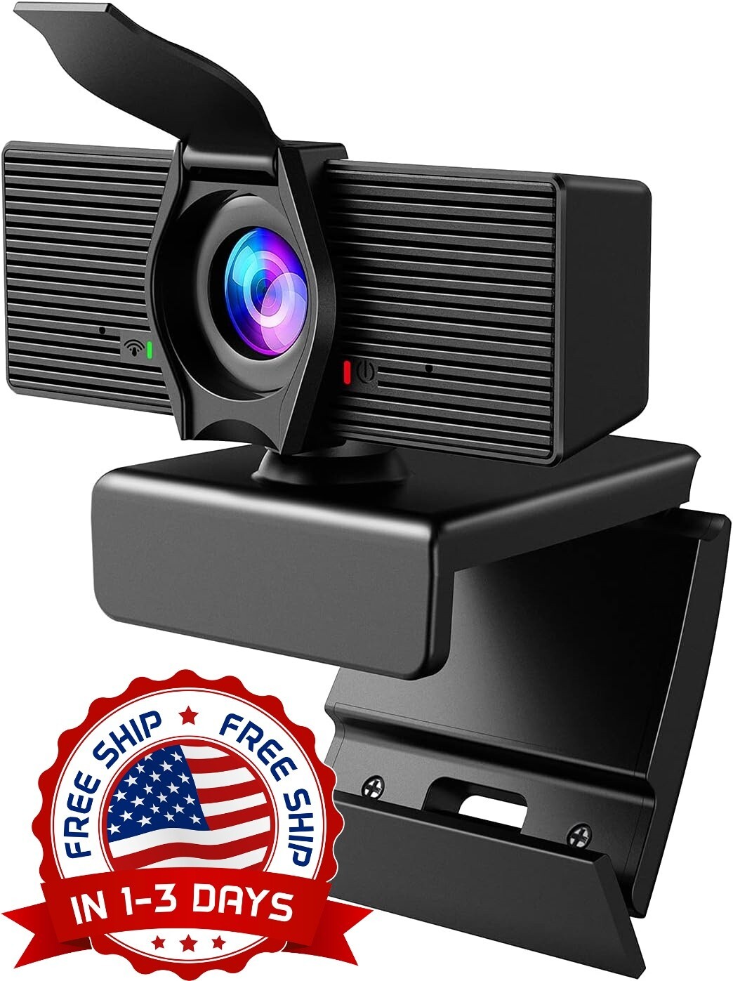 Cámara web con micrófono y cubierta de privacidad Cámara de vídeo negra US NUEVO
