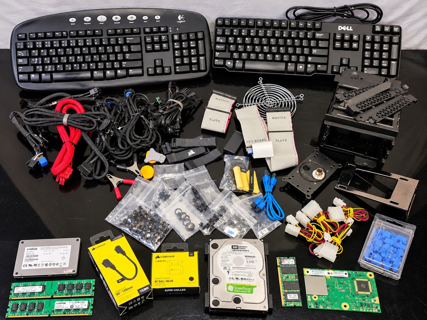 PC Computer Parts Lot Keyboards Corsair Cables RAM SSD HDD Boards & Accessories