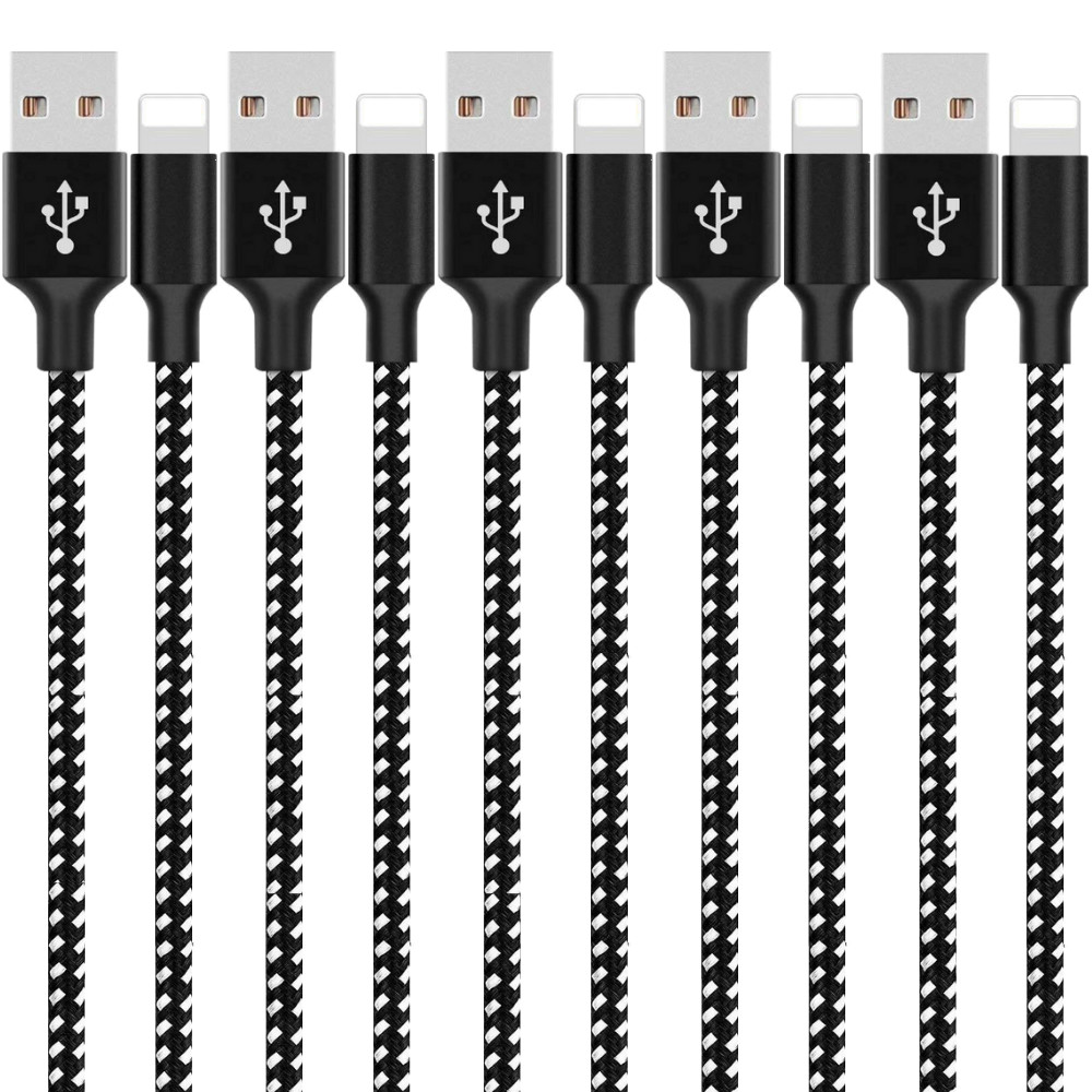 5 Pack Bulk Lot 6Ft Heavy Duty For iPhone Charger USB Fast Charging Cable Cord