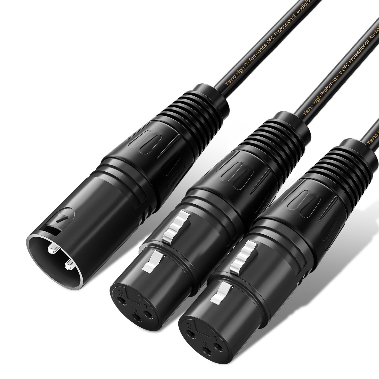 Tisino XLR Splitter Cable, 2 Female to 1 Male Y-Splitter 1.5 feet, Black