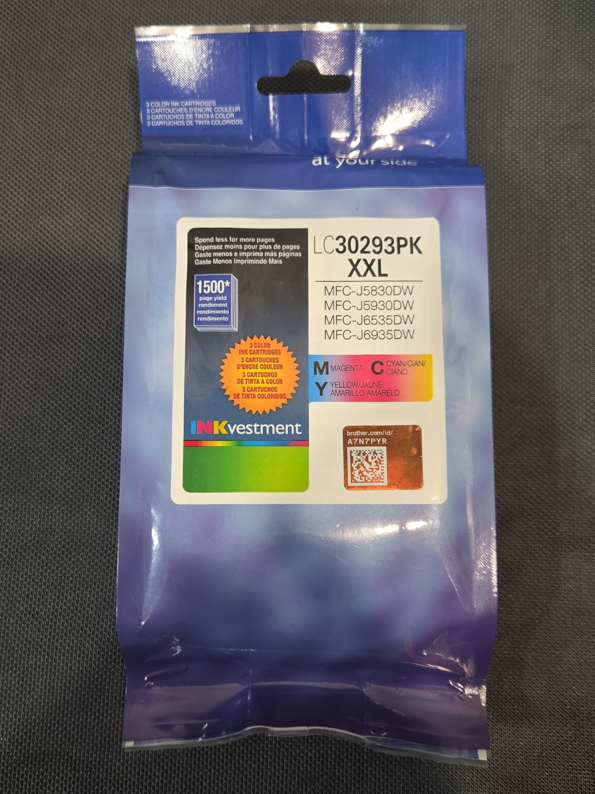 Genuine Brother LC30293PK XXL Cyan Magenta Yellow Ink Cartridges - EXP 2025