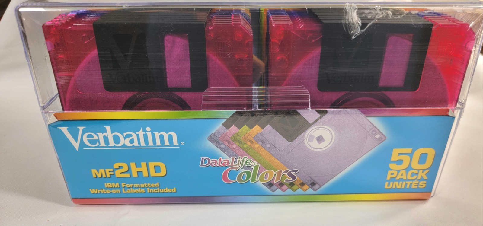 Verbatim DataLife Colors 50 Pack Disks in Storage Case MF 2HD IBM Formatted NEW 