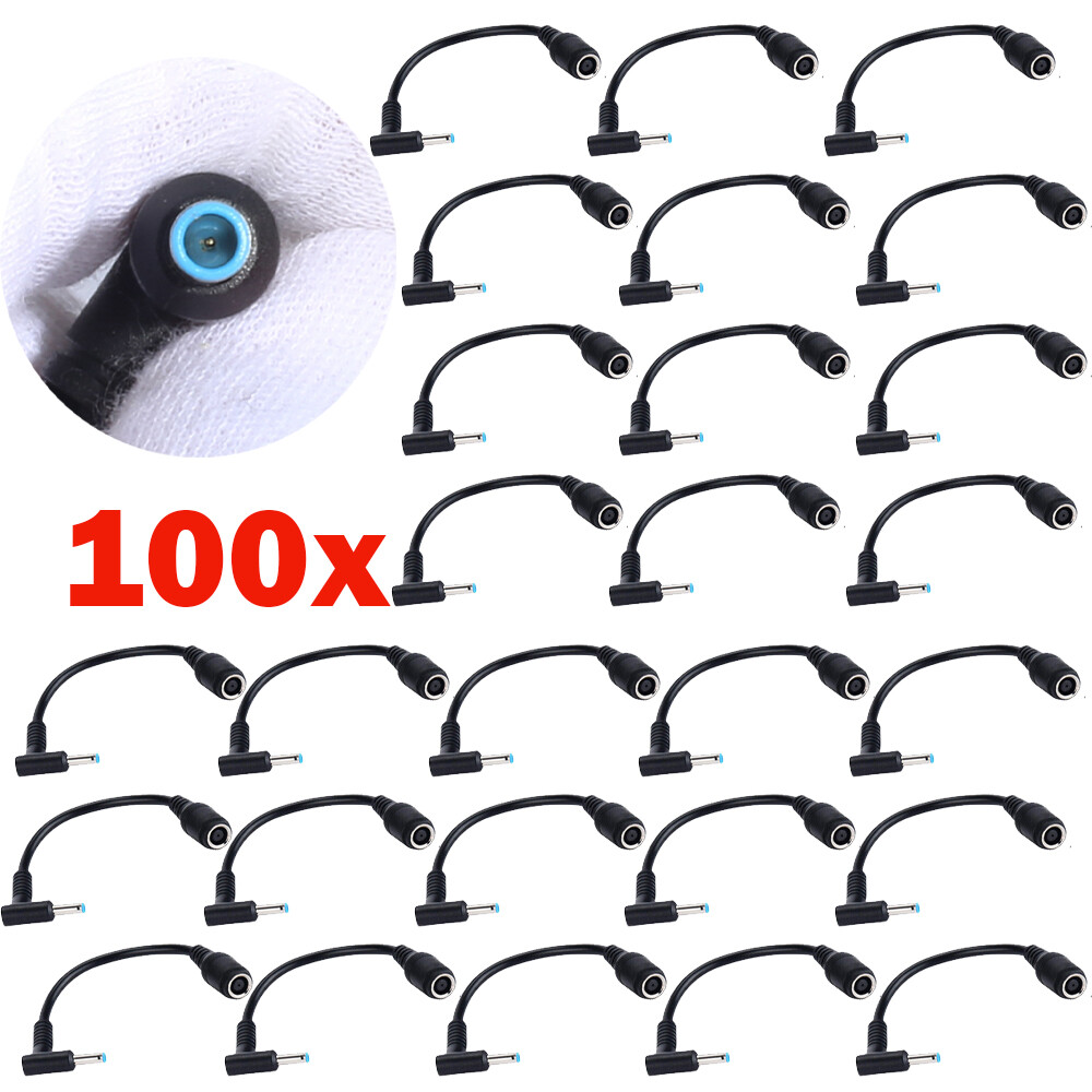 100PCS DC Power Charger Converter Adapter Cable 7.4mm - 4.5mm For HP Blue Tip
