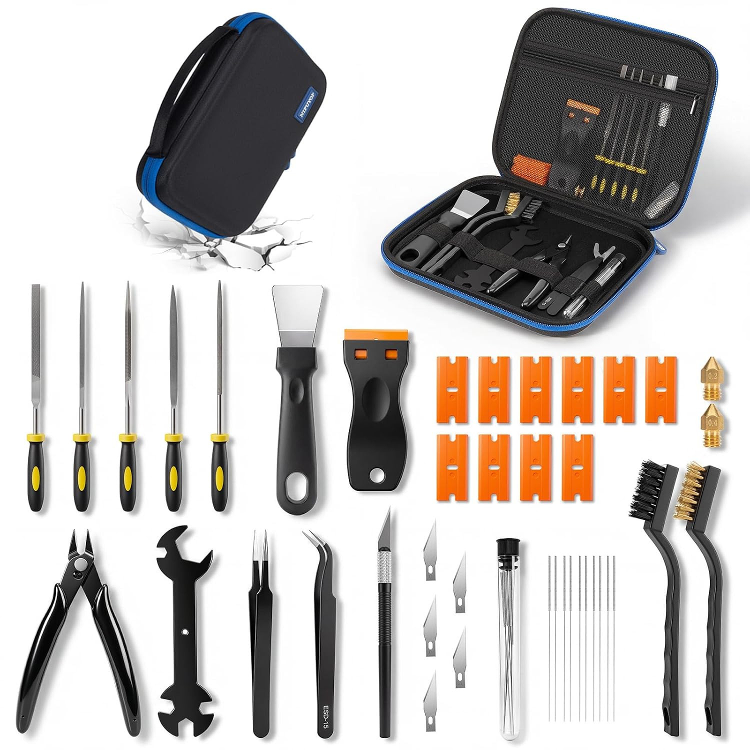 3D Printer Tools, 45Pcs 3D Printer Accessories Kit with Hard Case Organizer