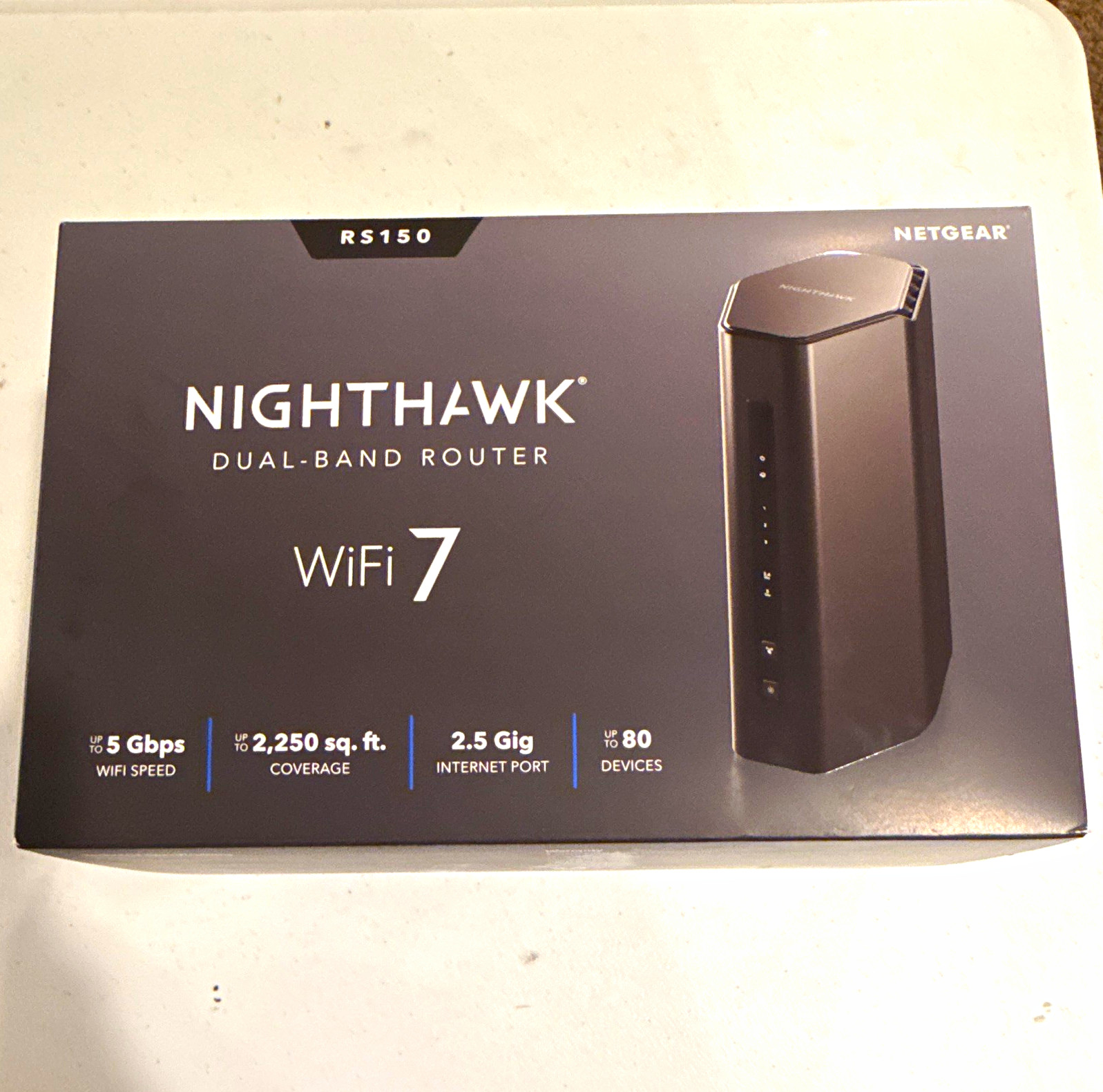 NETGEAR Nighthawk RS150 WiFi 7 Dual-Band Router 5 Gbps 3-Port RS150-100NAS