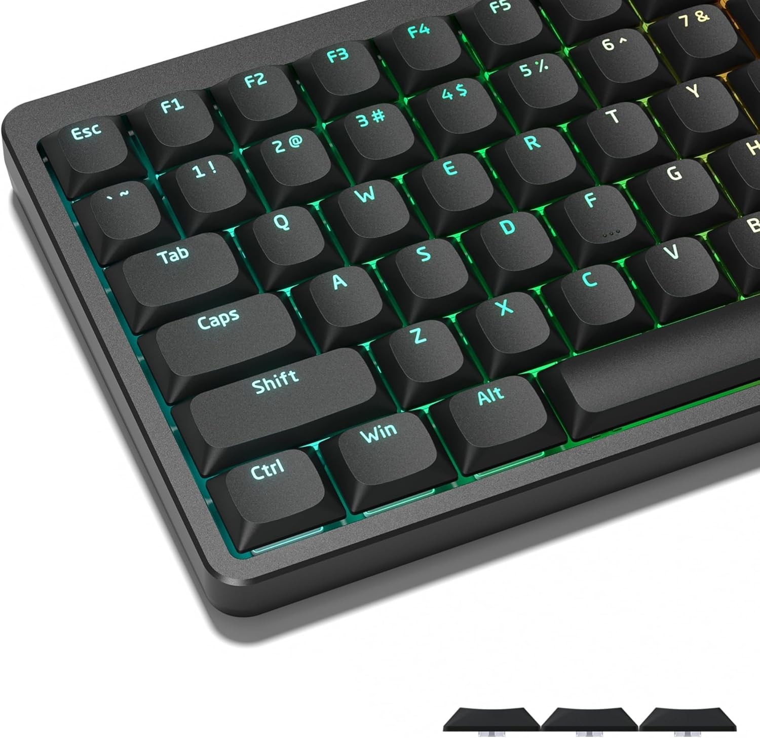 Womier Low Profile PBT Keycaps Black Shine Through Cherry MX 60% 65% 75%