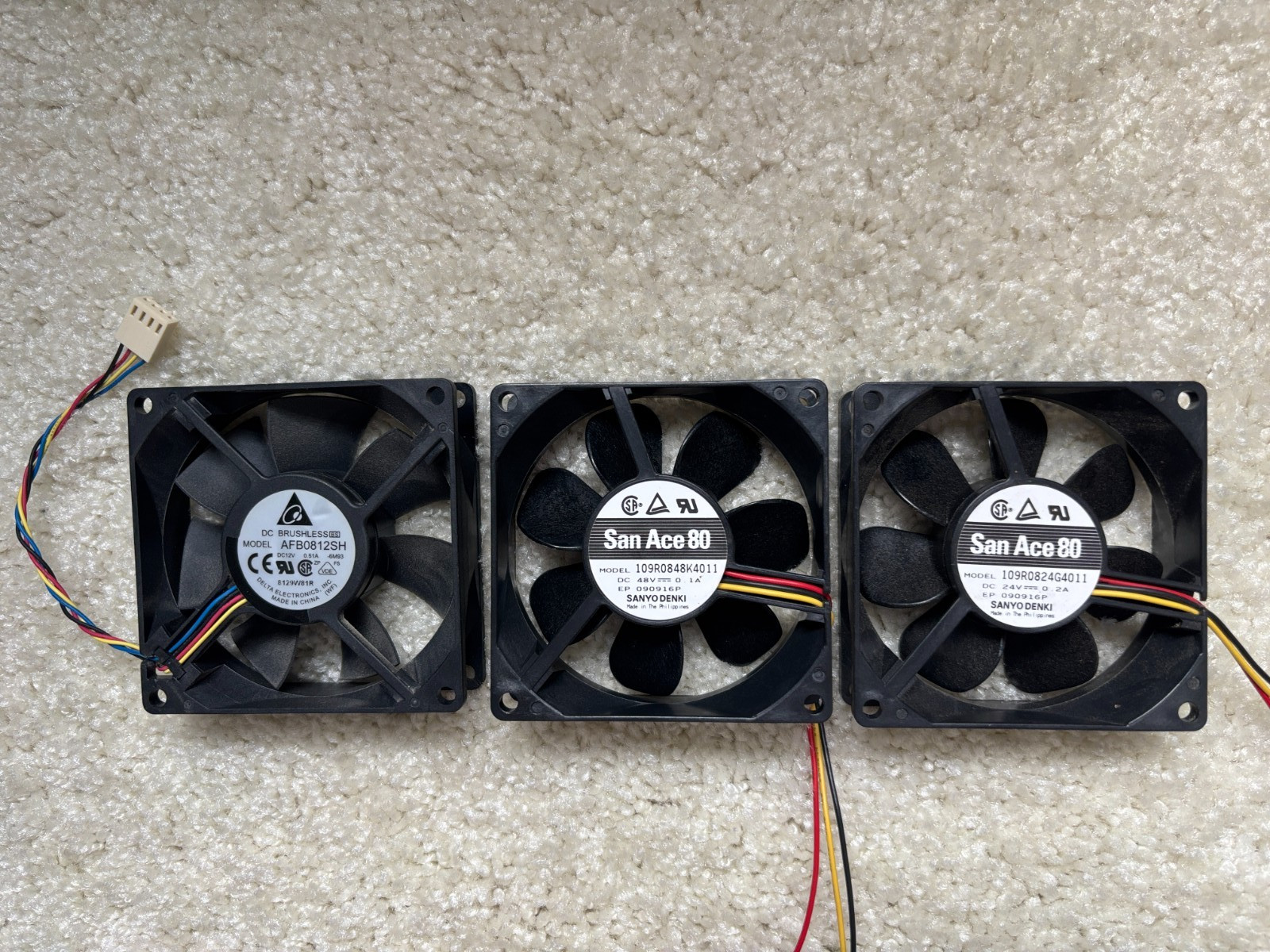 San Ace 80 48V Sanyo Denki Delta AFB0812SH DC Brushless Cooling Fan 12V
