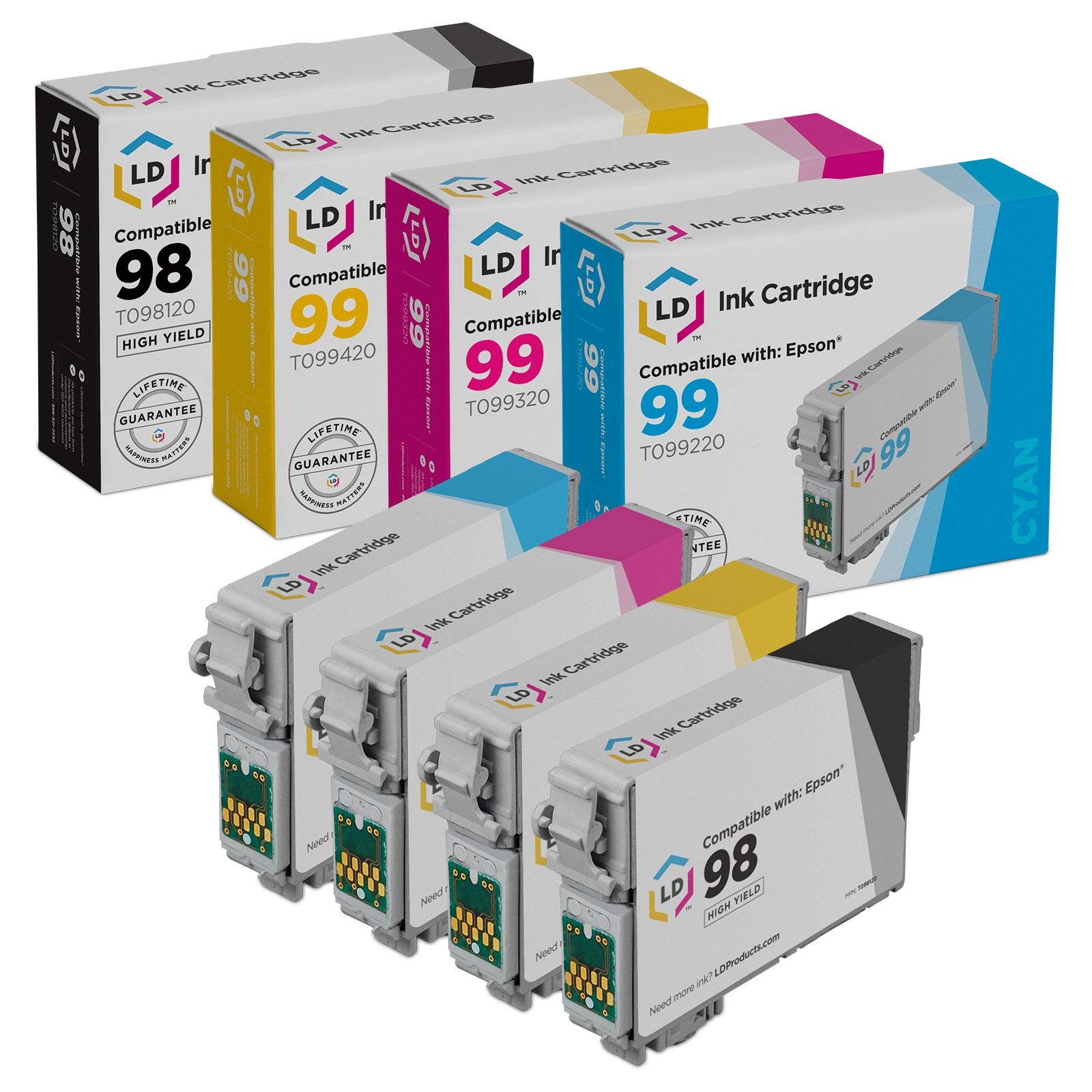LD Replacement Ink for Epson T098 T099 4 Set T098120 T099220 T099320 T099420