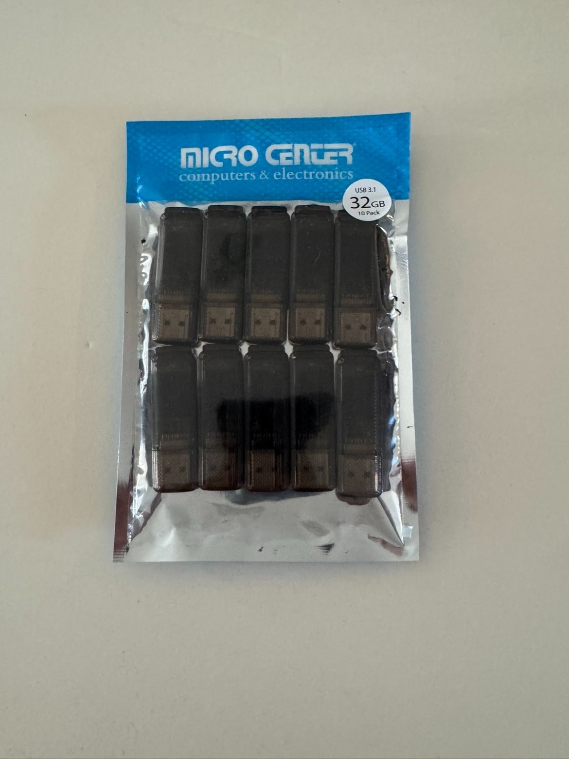 Micro Center Superspeed 10 Pack 32GB USB3.1 Gen1 Flash Drive Gum Size Brand New