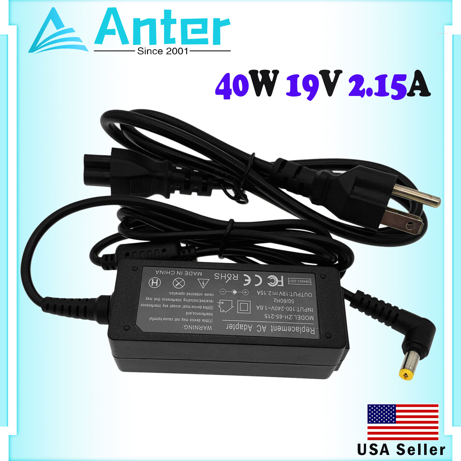 AC Power Adapter Charger for Gateway KAV60 LT20 LT2016u LT2030u LT31 N214 NAV50