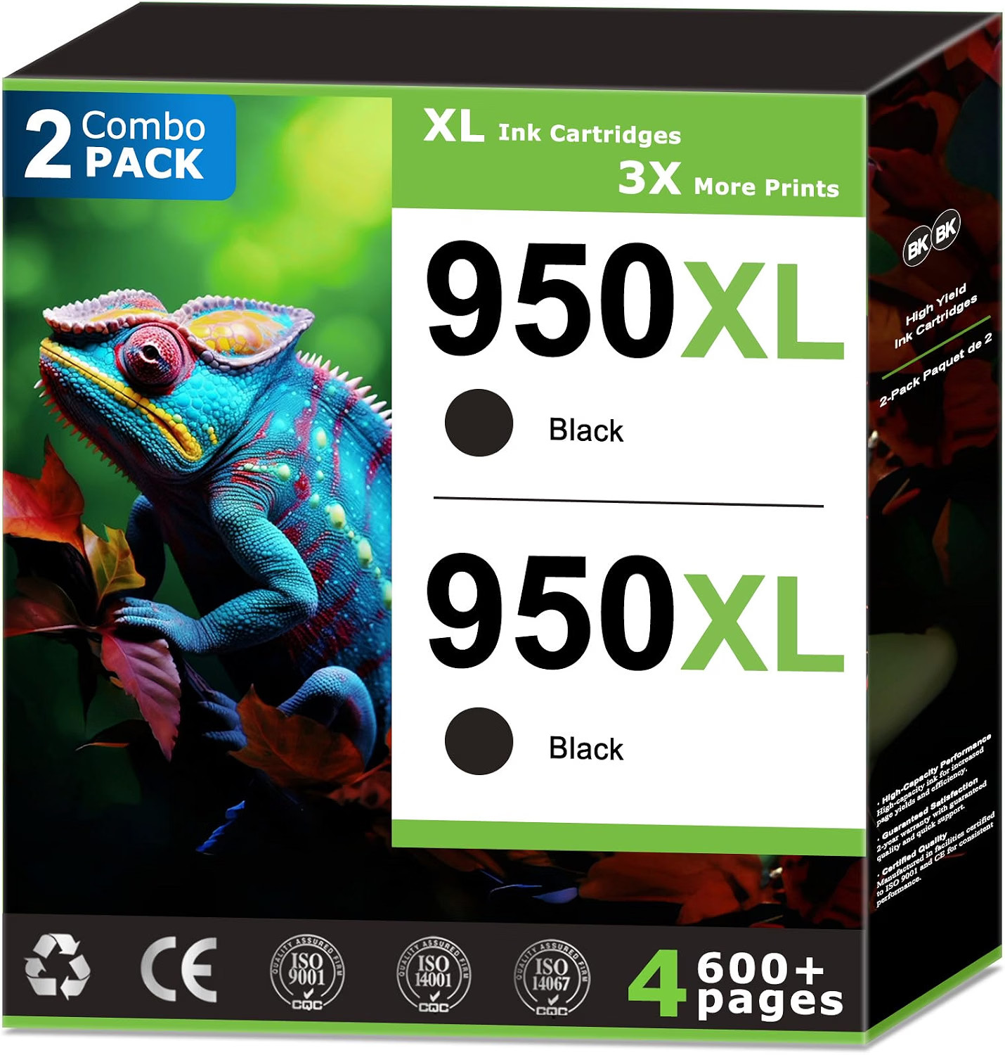 950XL Black Ink Cartridges Replacement for HP 950 ink Cartridges Combo Pack
