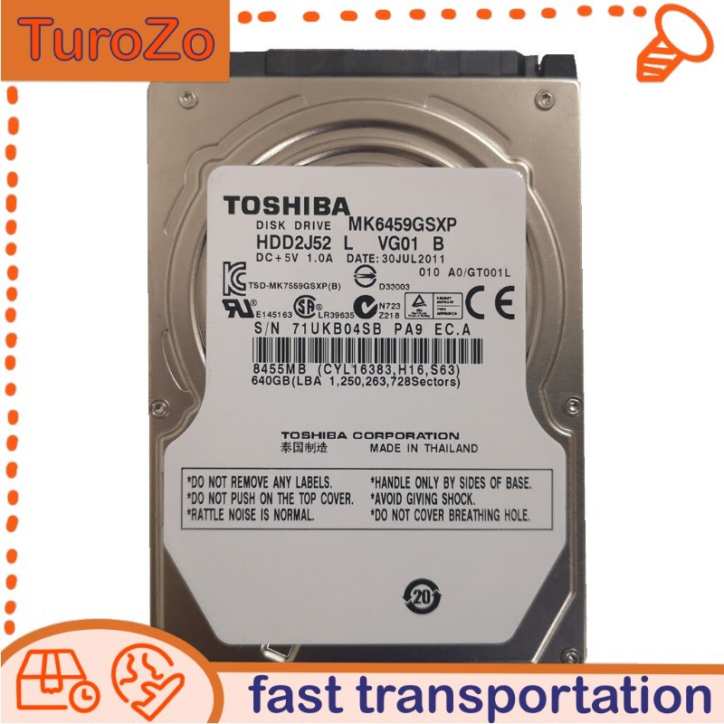 MK6459GSXP Toshiba 640GB 5400 RPM SATA 2.5" Laptop HDD Hard Drive -9.5mm Open