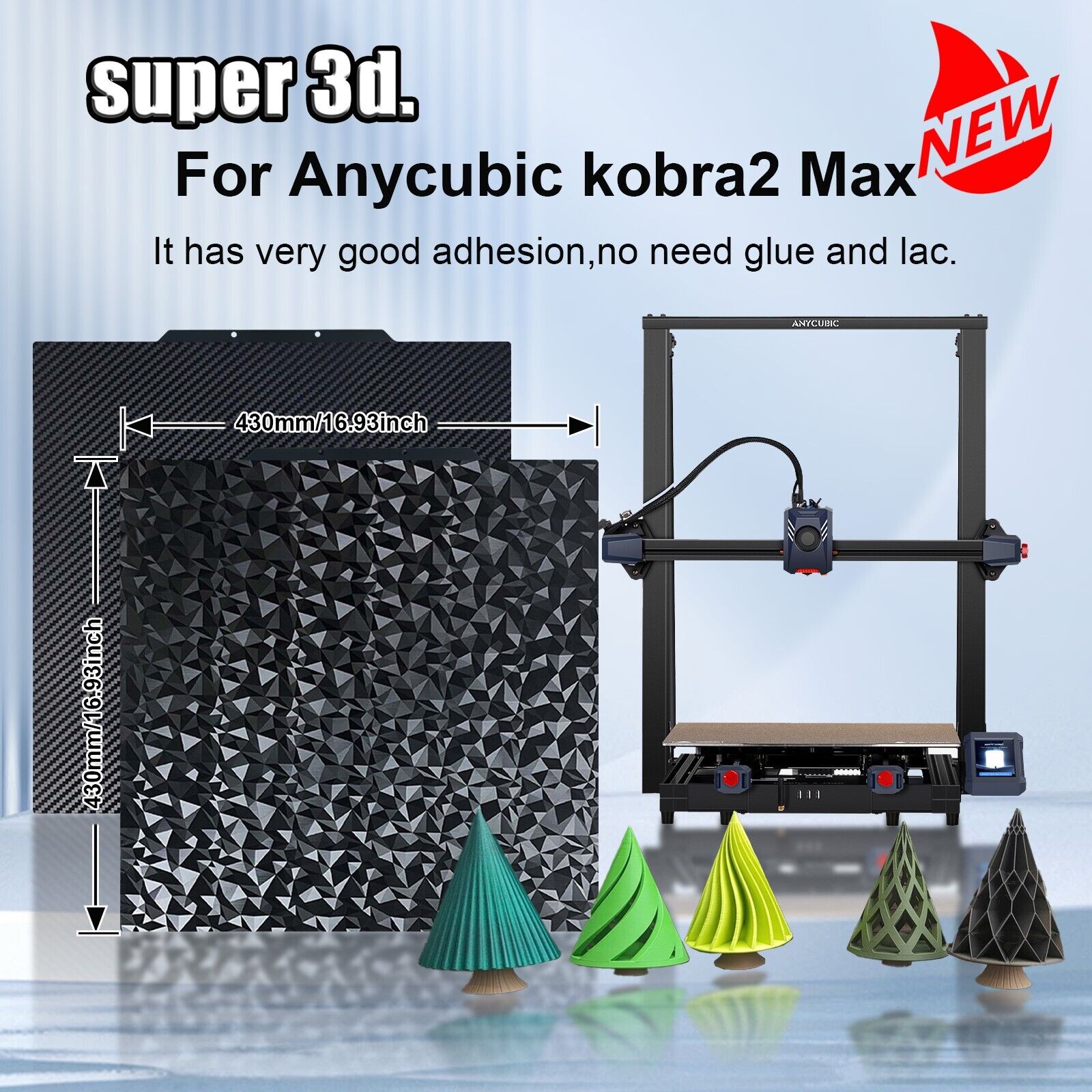 3D Printer Build Plate Smooth PEO PET Sheet 430x430mm for Anycubic kobra 2 Max