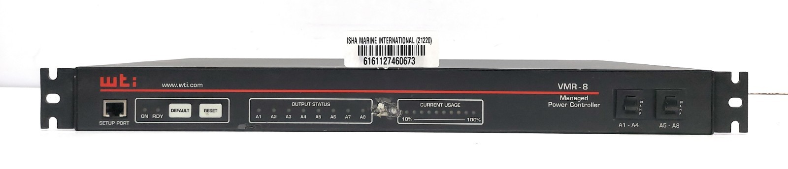 WTI VMR Series VMR-8HS20-2 Managed Power Controller 100-240V