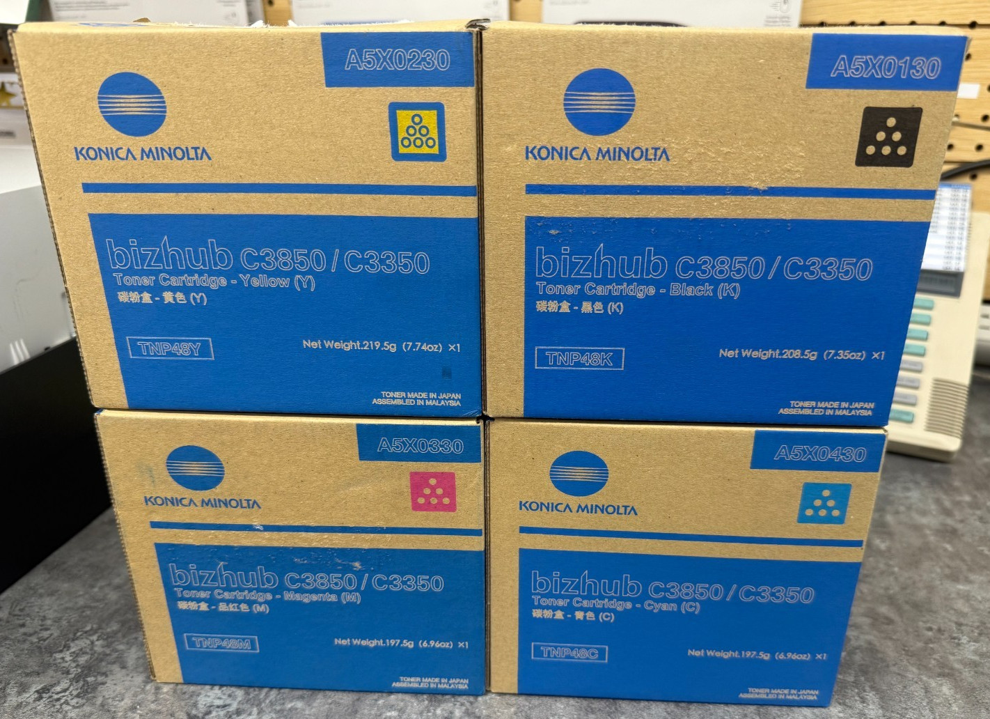Konica Minolta TNP48 Toner Set Yellow Magenta Cyan Black, bizhub C3350