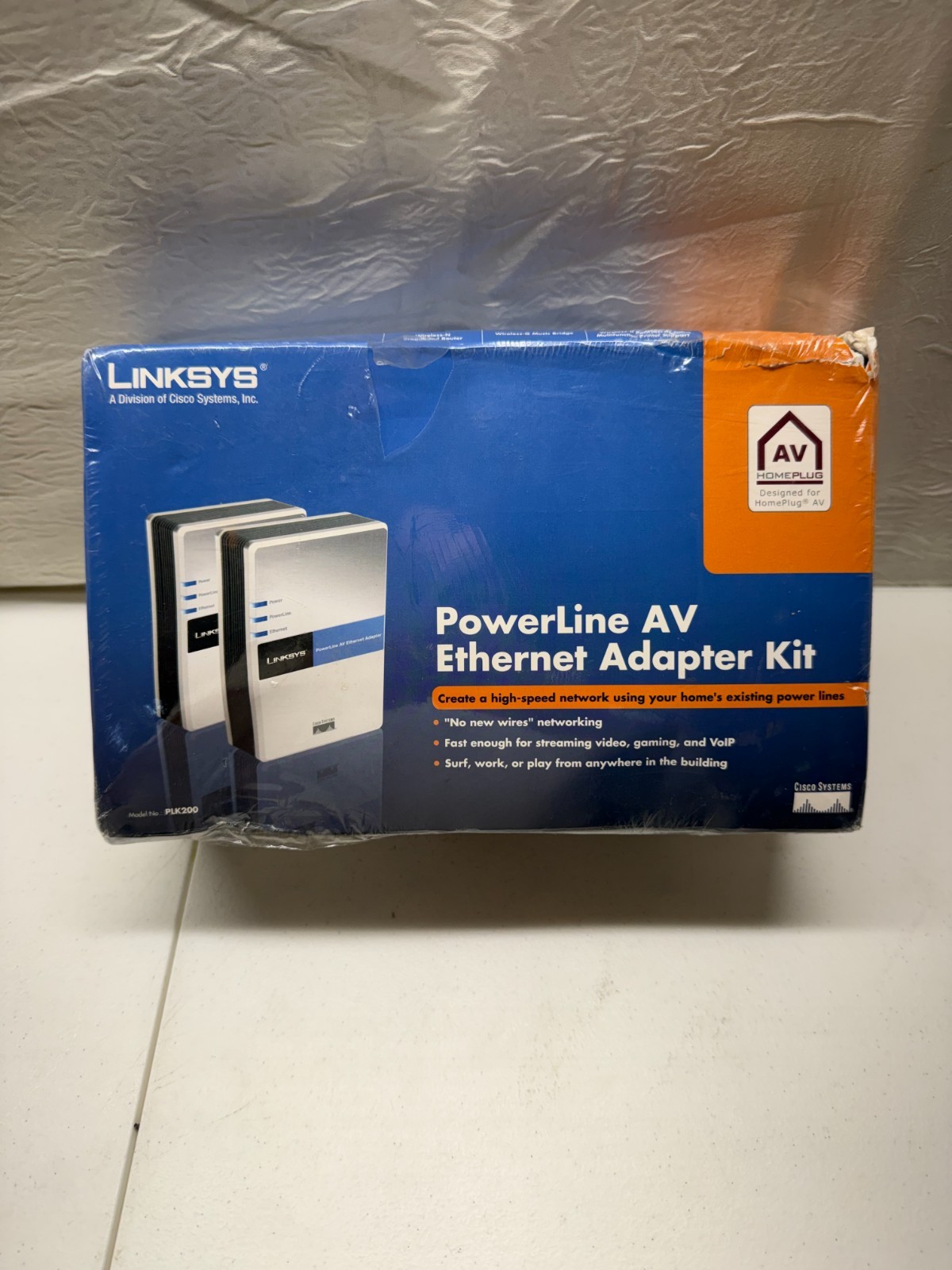 New Linksys PLK200 PowerLine AV Ethernet Adapter Kit Cisco Sealed Network Home