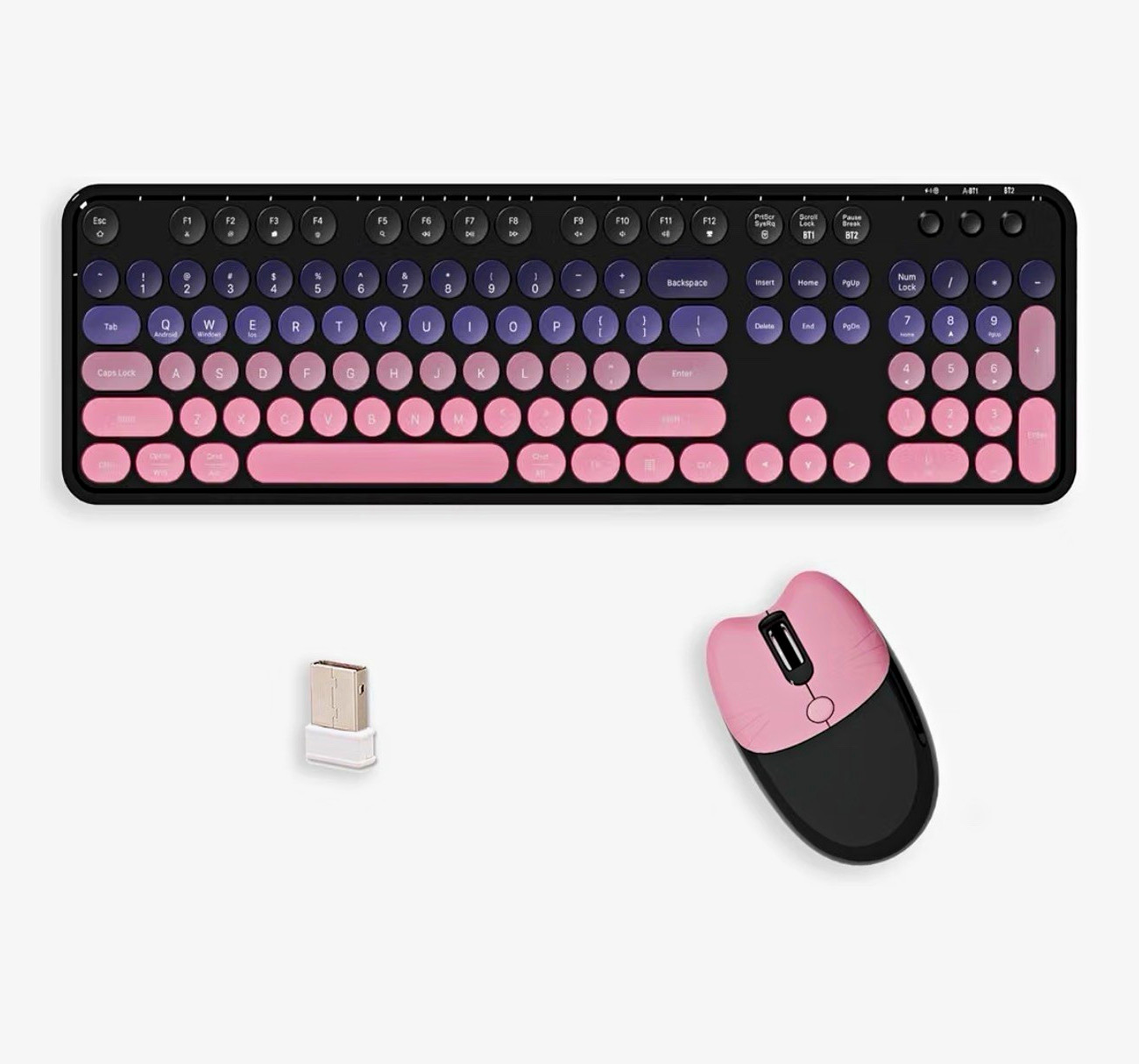2.4G Full Size Wireless Keyboard and Mouse Combo, Bluetooth/2.4G Dual Mode, Type