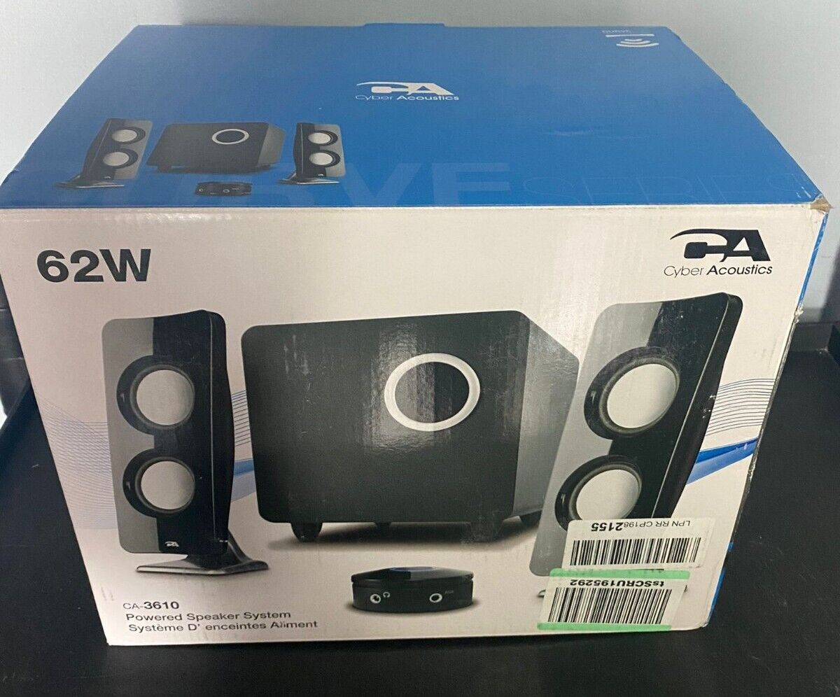 NEW OPEN BOX CA-3610 Cyber Acoustics 62W 2.1 Stereo Speaker with Subwoofer
