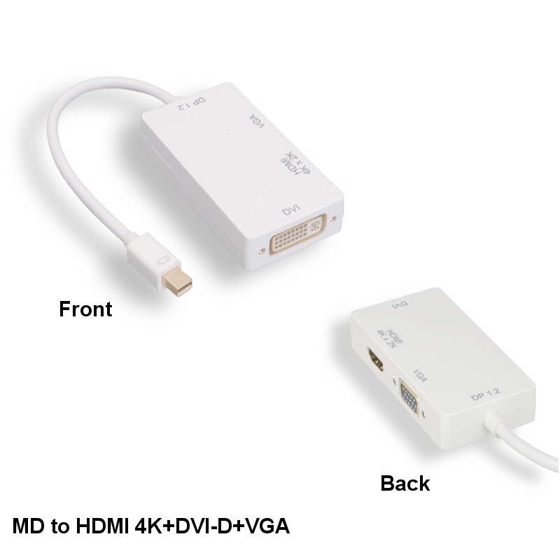 Kentek Mini Displayport 1.2 to 4K HDMI/VGA/DVI 3IN1 Adapter PC MAC Thunderbolt 2