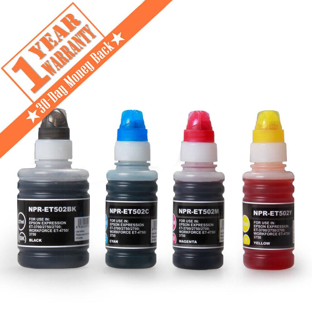 4X Ink Bottle for Epson ET-4760 ET-2760 ET-2750 ET-3760 ET-3750 T502 502