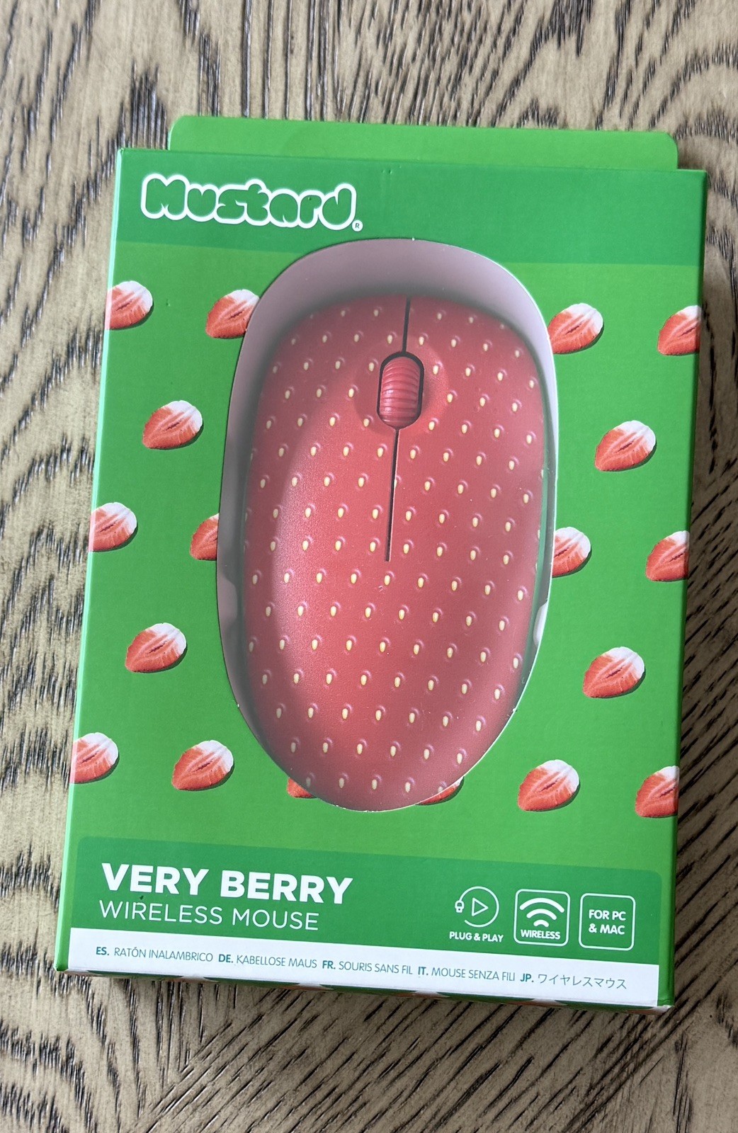 Mustard Very Berry Strawberry Wireless Computer Mouse PC Or Mac New In Box