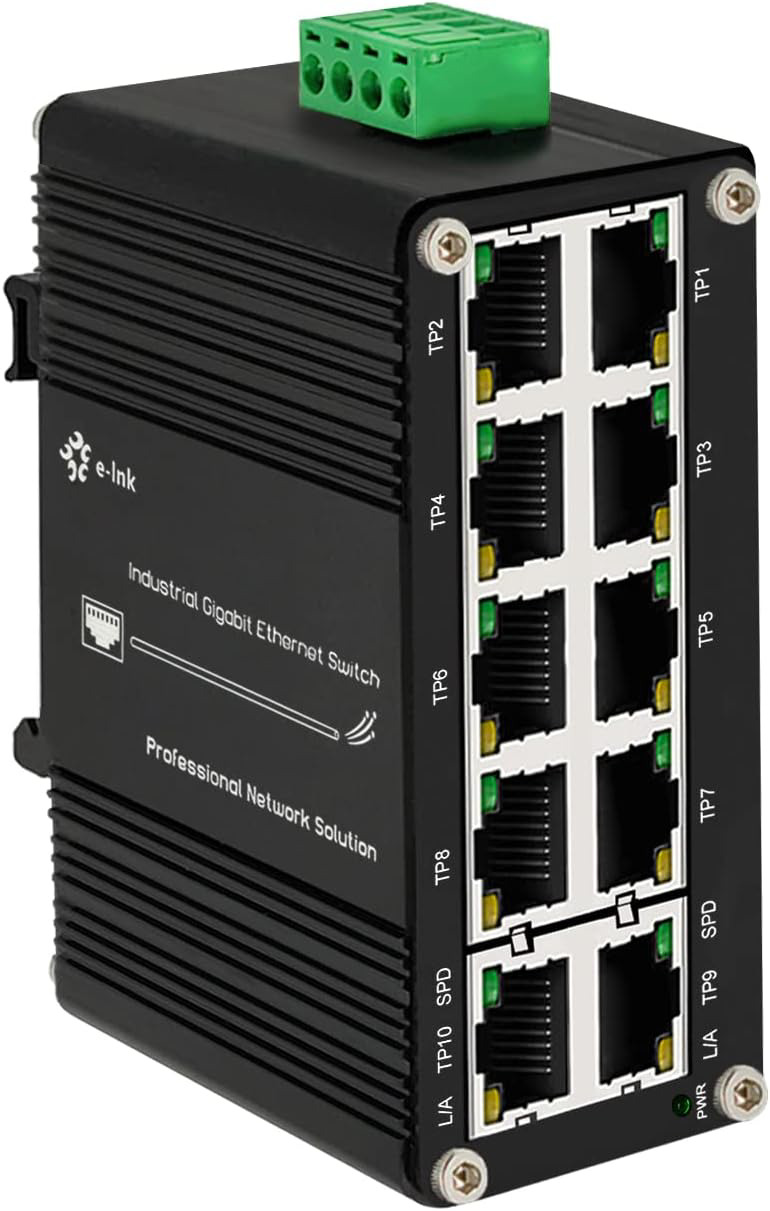 Mini Industrial Switch 10 Ports Gigabit Switch Hardened 10 Port RJ45 Ethernet to
