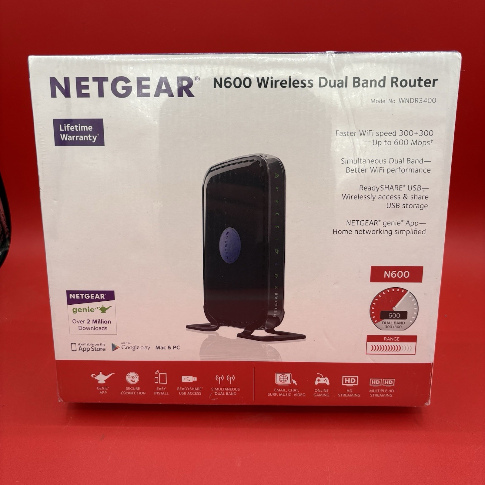 NEW Netgear N600 Wireless Dual Band Router (WNDR3400) Factory Sealed OEM Genuine