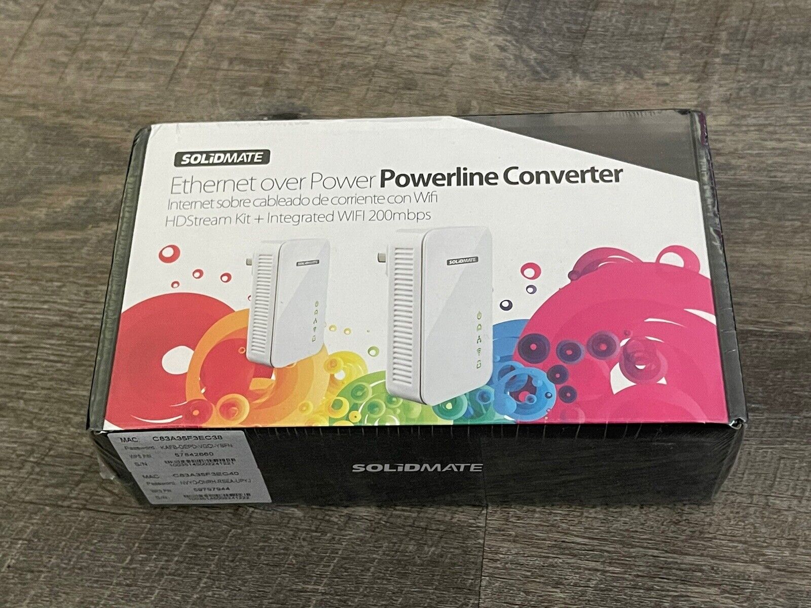 Solidmate Powerline Converter Ethernet Over Power Line (up to 200mbps) Brand New
