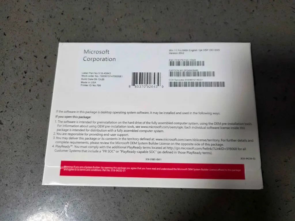 Genuine Windows 11 Pro 64 bit DVD, Brand New Sealed